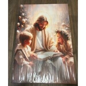 Jesus Christ with Children Religious Canvas Art Print Christmas Decor Unframed
